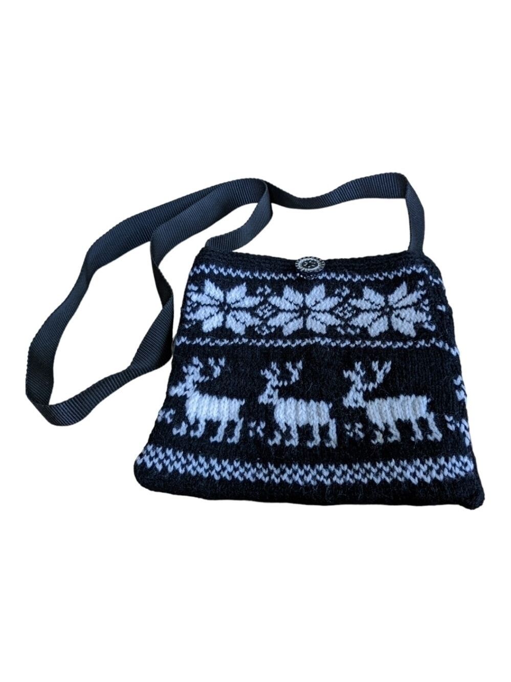 Holiday black and white knit purse